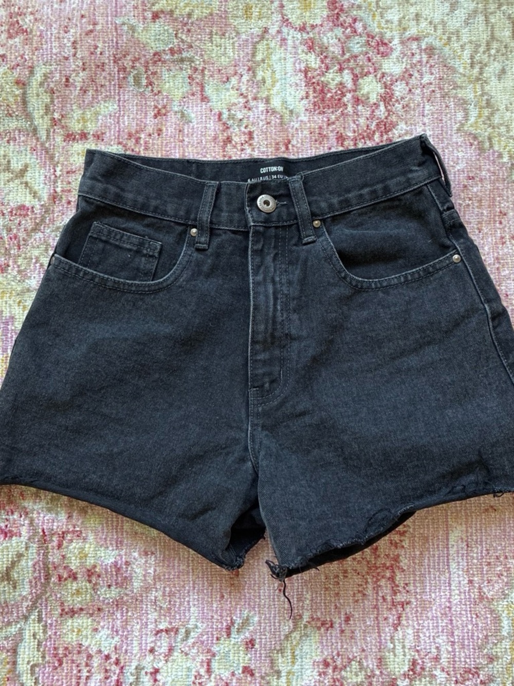 Cotton On Black High-Rise Denim Shorts